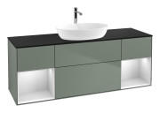 Тумба під раковину Villeroy & Boch Finion 160х50,1 см із підсвічуванням МДФ оливковий матовий лак/скло чорне матове G862MTGM