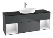 Тумба під раковину Villeroy & Boch Finion 160х50,1 см із підсвічуванням МДФ темно-синій матовий лак/скло чорне матове G862MTHG