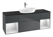 Тумба под раковину Villeroy & Boch Finion 160х50,1 см с подсветкой МДФ темно-синий матовый лак/стекло черное матовое G862MTHG