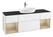 Тумба под раковину Villeroy & Boch Finion 160х50,1 см с подсветкой МДФ глянцевый белый лак/стекло черное матовое G862PCGF