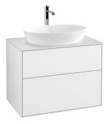 Тумба під раковину Villeroy & Boch Finion 80х50,1 см МДФ білий глянцевий лак/скло біле матове F87100GF