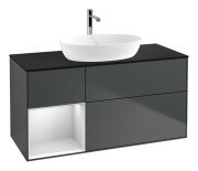 Тумба під раковину Villeroy & Boch Finion 120х50,1 см із підсвічуванням МДФ темно-синій матовий лак/скло чорне матове G822MTHG