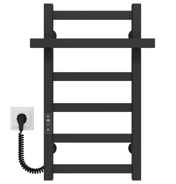 Электрический полотенцесушитель Deffi Nicolе П6 300х600 левое подключение JD04 черный A.NI.60.30.6.E.B.L.2