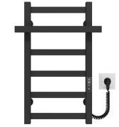 Электрический полотенцесушитель Deffi Nicolе П6 300х600 правое подключение JD04 черный A.NI.60.30.6.E.B.R.2