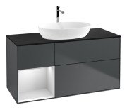 Тумба под раковину Villeroy & Boch Finion 120х50,1 см с подсветкой МДФ темно-синий матовый лак/стекло черное матовое G822MTHG