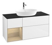 Тумба під раковину Villeroy & Boch Finion 120х50,1 см із підсвічуванням МДФ білий матовий лак/скло чорне матове G822MTPH