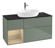 Тумба под раковину Villeroy & Boch Finion 120х50,1 см с подсветкой МДФ оливковый матовый лак/стекло черное матовое G822PCGM