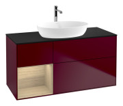 Тумба под раковину Villeroy & Boch Finion 120х50,1 см с подсветкой МДФ пион матовый лак/стекло черное матовое G822PCHB