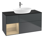 Тумба под раковину Villeroy & Boch Finion 120х50,1 см с подсветкой МДФ темно-синий матовый лак/стекло черное матовое G822PCHG