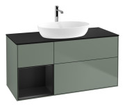 Тумба під раковину Villeroy & Boch Finion 120х50,1 см із підсвічуванням МДФ оливковий матовий лак/скло чорне матове G822PDGM