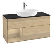 Тумба под раковину Villeroy & Boch Finion 120х50,1 см с подсветкой МДФ шпон дуба/стекло черное матовое G822PCPC