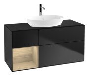 Тумба под раковину Villeroy & Boch Finion 120х50,1 см с подсветкой МДФ черный матовый лак/стекло черное матовое G822PCPD