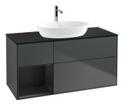 Тумба під раковину Villeroy & Boch Finion 120х50,1 см із підсвічуванням МДФ темно-синій матовий лак/скло чорне матове G822PDHG
