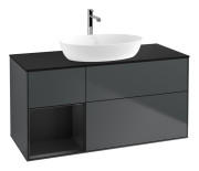 Тумба під раковину Villeroy & Boch Finion 120х50,1 см із підсвічуванням МДФ темно-синій матовий лак/скло чорне матове G822PDHG