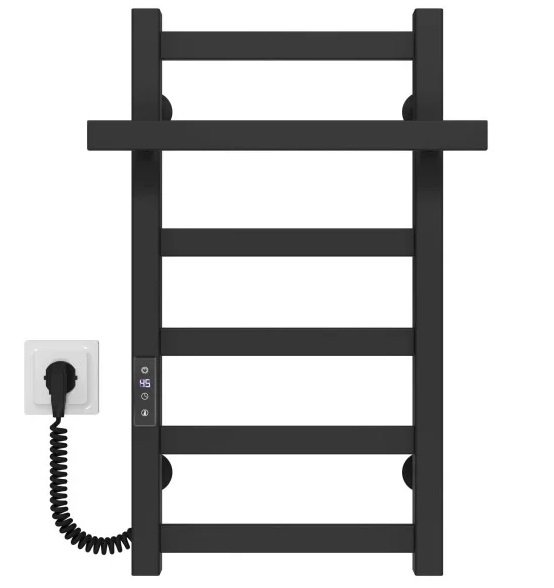Электрический полотенцесушитель Deffi Nicolе П6 400х600 левое подключение JD04 черный A.NI.60.40.6.E.B.L.2