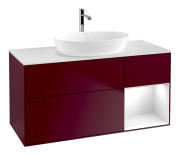 Тумба под раковину Villeroy & Boch Finion 120х50,1 см с подсветкой МДФ пион матовый лак/стекло белое матовое F831GFHB