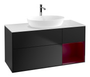 Тумба под раковину Villeroy & Boch Finion 120х50,1 см с подсветкой МДФ черный матовый лак/стекло белое матовое F831HBPD