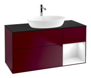 Тумба под раковину Villeroy & Boch Finion 120х50,1 см с подсветкой МДФ пион матовый лак/стекло черное матовое F832GFHB