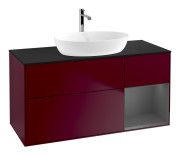 Тумба под раковину Villeroy & Boch Finion 120х50,1 см с подсветкой МДФ пион матовый лак/стекло черное матовое F832GKHB