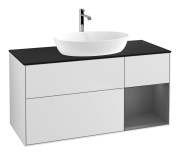 Тумба под раковину Villeroy & Boch Finion 120х50,1 см с подсветкой МДФ белый матовый лак/стекло черное матовое F832GKMT