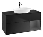 Тумба под раковину Villeroy & Boch Finion 120х50,1 см с подсветкой МДФ черный матовый лак/стекло черное матовое F832GKPD