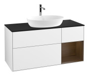 Тумба под раковину Villeroy & Boch Finion 120х50,1 см с подсветкой МДФ глянцевый белый лак/стекло черное матовое F832GNGF