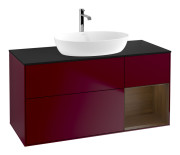 Тумба под раковину Villeroy & Boch Finion 120х50,1 см с подсветкой МДФ пион матовый лак/стекло черное матовое F832GNHB