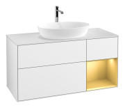 Тумба під раковину Villeroy & Boch Finion 120х50,1 см із підсвічуванням МДФ білий глянцевий лак/скло біле матове F831HFGF