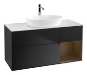 Тумба під раковину Villeroy & Boch Finion 120х50,1 см із підсвічуванням МДФ чорний матовий лак/скло біле матове F831GNPD