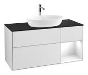 Тумба під раковину Villeroy & Boch Finion 120х50,1 см із підсвічуванням МДФ білий матовий лак/скло чорне матове F832GFMT