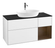 Тумба под раковину Villeroy & Boch Finion 120х50,1 см с подсветкой МДФ глянцевый белый лак/стекло черное матовое F832GNGF