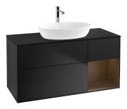 Тумба под раковину Villeroy & Boch Finion 120х50,1 см с подсветкой МДФ черный матовый лак/стекло черное матовое F832GNPD