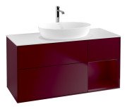 Тумба під раковину Villeroy & Boch Finion 120х50,1 см із підсвічуванням МДФ півонія матовий лак/скло біле матове F831HBHB