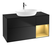 Тумба под раковину Villeroy & Boch Finion 120х50,1 см с подсветкой МДФ черный матовый лак/стекло черное матовое F832HFPD