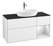 Тумба под раковину Villeroy & Boch Finion 120х50,1 см с подсветкой МДФ глянцевый белый лак/стекло черное матовое F832MTGF