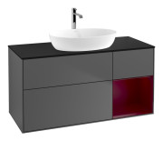 Тумба под раковину Villeroy & Boch Finion 120х50,1 см с подсветкой МДФ антрацит матовый лак/стекло черное матовое F832HBGK