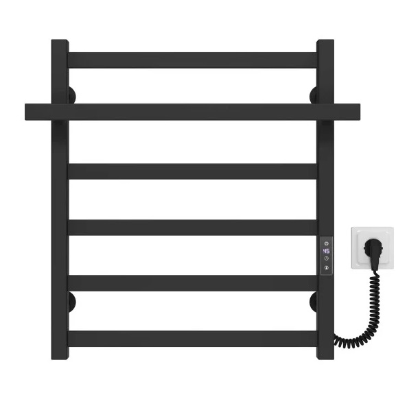 Електрична сушарка для рушників Deffi Nicole П6 500х600 праве підключення JD04 чорний A.NI.60.50.6.E.B.R.2