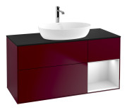 Тумба под раковину Villeroy & Boch Finion 120х50,1 см с подсветкой МДФ пион матовый лак/стекло черное матовое F832MTHB