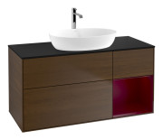 Тумба под раковину Villeroy & Boch Finion 120х50,1 см с подсветкой МДФ шпон грецкого ореха/стекло черное матовое F832HBGN