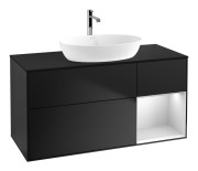 Тумба под раковину Villeroy & Boch Finion 120х50,1 см с подсветкой МДФ черный матовый лак/стекло черное матовое F832MTPD
