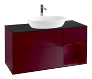 Тумба под раковину Villeroy & Boch Finion 120х50,1 см с подсветкой МДФ пион матовый лак/стекло черное матовое F832HBHB