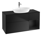 Тумба под раковину Villeroy & Boch Finion 120х50,1 см с подсветкой МДФ черный матовый лак/стекло черное матовое F832PDPD