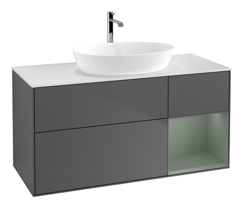 Тумба под раковину Villeroy & Boch Finion 120х50,1 см с подсветкой МДФ антрацит матовый лак/стекло белое матовое F831GMGK