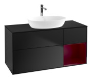 Тумба под раковину Villeroy & Boch Finion 120х50,1 см с подсветкой МДФ черный матовый лак/стекло черное матовое F832HBPD