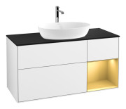 Тумба под раковину Villeroy & Boch Finion 120х50,1 см с подсветкой МДФ глянцевый белый лак/стекло черное матовое F832HFGF