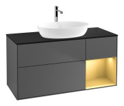 Тумба под раковину Villeroy & Boch Finion 120х50,1 см с подсветкой МДФ антрацит матовый лак/стекло черное матовое F832HFGK