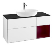 Тумба под раковину Villeroy & Boch Finion 120х50,1 см с подсветкой МДФ глянцевый белый лак/стекло черное матовое F832HBGF