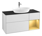 Тумба під раковину Villeroy & Boch Finion 120х50,1 см із підсвічуванням МДФ білий матовий лак/скло чорне матове F832HFMT