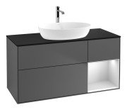 Тумба под раковину Villeroy & Boch Finion 120х50,1 см с подсветкой МДФ антрацит матовый лак/стекло черное матовое F832MTGK