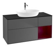 Тумба під раковину Villeroy & Boch Finion 120х50,1 см із підсвічуванням МДФ антрацит матовий лак/скло чорне матове F832HBGK